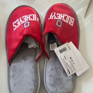 Ohio state buckeye men's slippers.